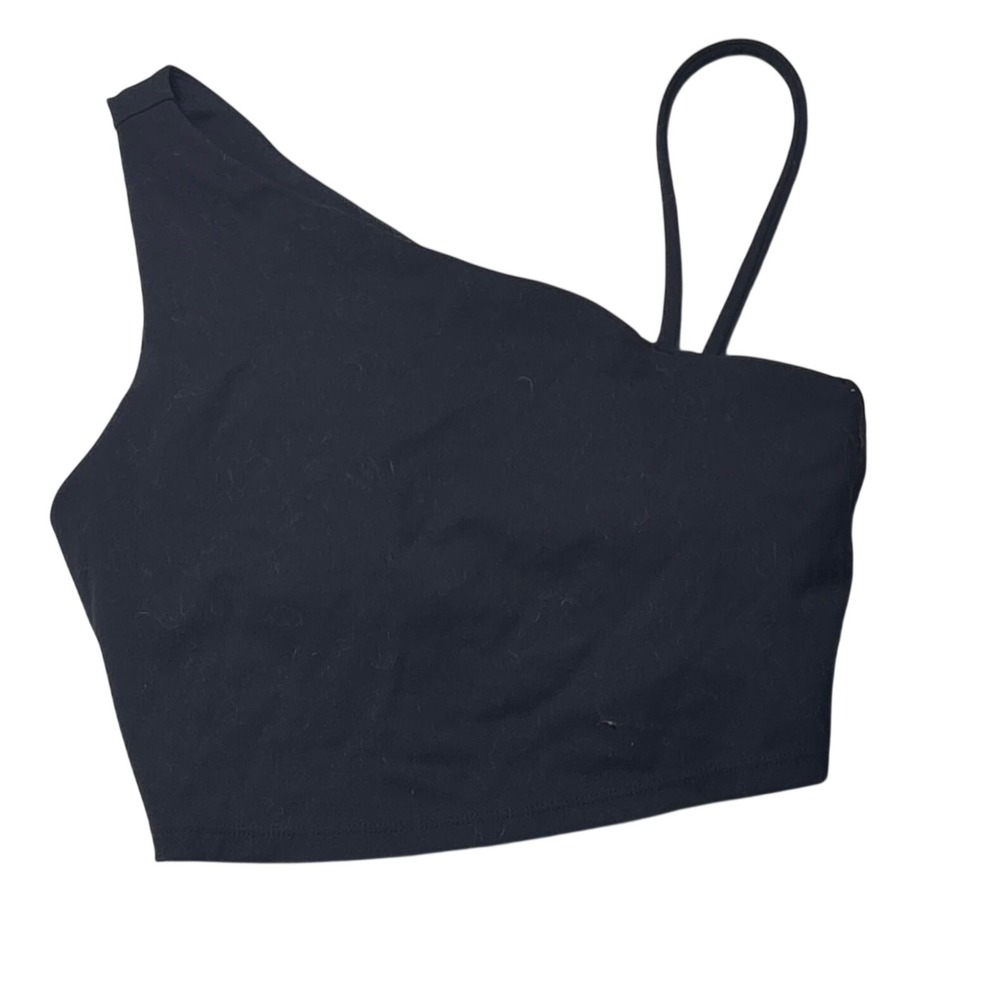 FLX One Shoulder Tank Top Sports Bra Black Asymmetrical Sporty Leisure Women S